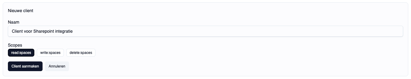 OAuth2-client aanmaken